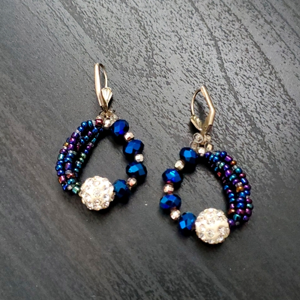 Earrings Blue beads mixed 💙